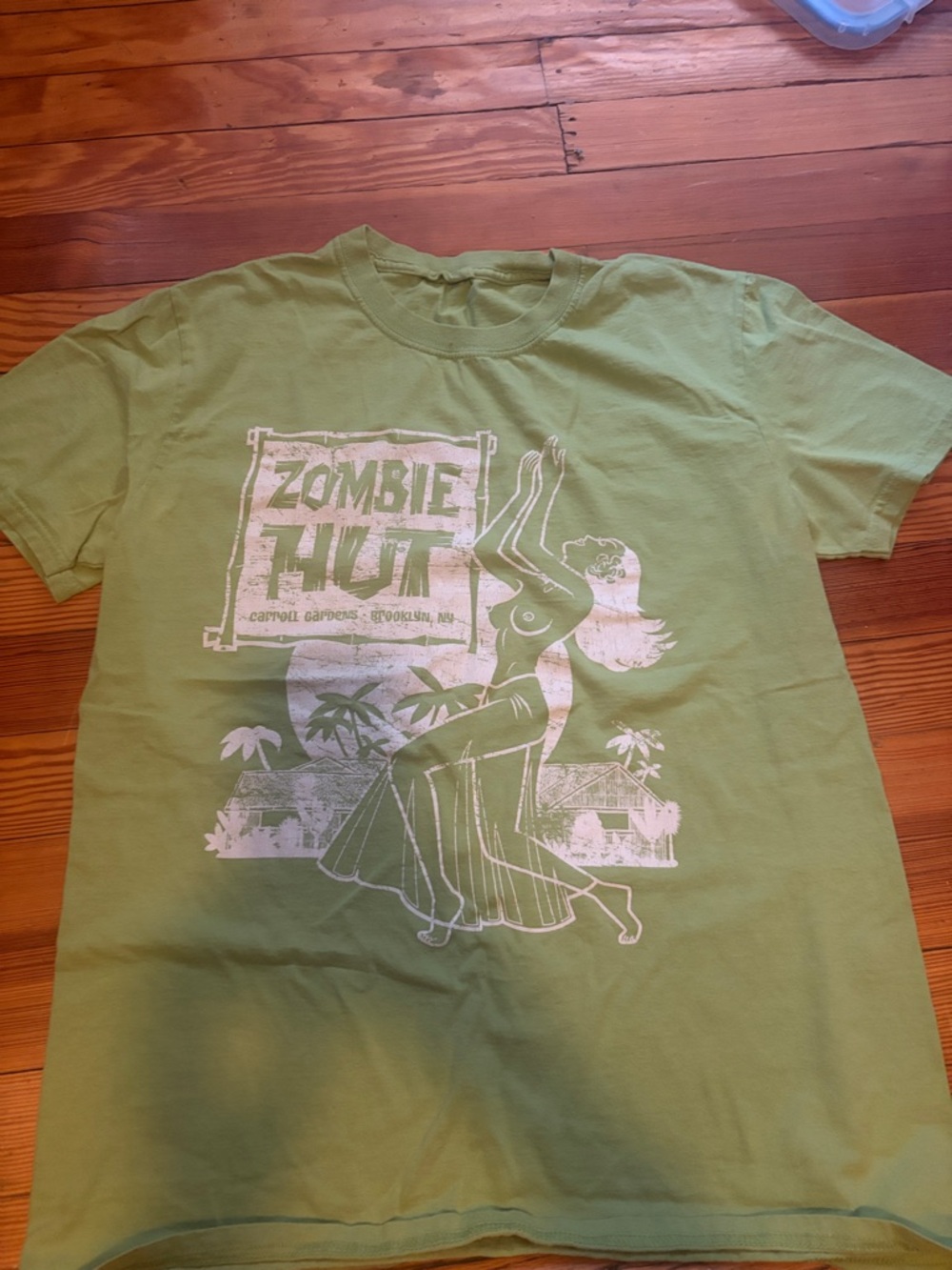 Vintage Tee: Brooklyn Zombie Hut Graphic Tee - Lime Green